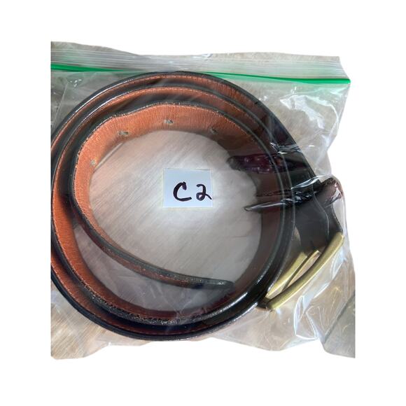 Handcrafted Brown Full Grain Leather Belt with Solid Brass Buckle Size 34 - C2 - Picture 7 of 9